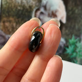 A-Grade Natural Black Jadeite Bagel Pendant (Gold Drop Bail) No. 172853