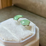 Icy A-Grade Natural Green Jadeite Moon & Star Stud Earring No. 180888