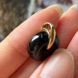 A-Grade Natural Black Jadeite Bagel Pendant (Gold Drop Bail) No. 172853