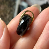A-Grade Natural Black Jadeite Bagel Pendant (Gold Drop Bail) No. 172853