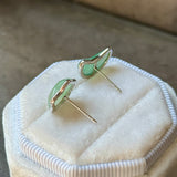 Icy A-Grade Natural Green Jadeite Moon & Star Stud Earring No. 180888