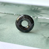 A-Grade Natural Black Jadeite Donut Pendant No.172157