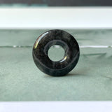 A-Grade Natural Black Jadeite Donut Pendant No.172157