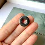 A-Grade Natural Black Jadeite Donut Pendant No.172157
