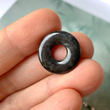 A-Grade Natural Black Jadeite Donut Pendant No.172157