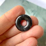 A-Grade Natural Black Jadeite Donut Pendant No.172157