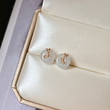 A-Grade Natural Lilac Jadeite Donut Bamboo Stud Earring No. 180812