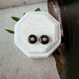 A-Grade Natural Black Jadeite Donut Stud Earring (Hoya Bella Flower) No. 180889