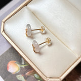 A-Grade Natural Lilac Jadeite Donut Bamboo Stud Earring No. 180812