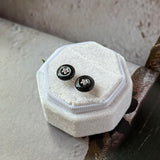 A-Grade Natural Black Jadeite Donut Stud Earring (Hoya Bella Flower) No. 180889