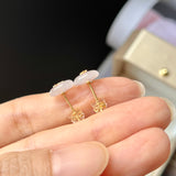 A-Grade Natural Lilac Jadeite Donut Bamboo Stud Earring No. 180812