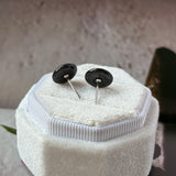 A-Grade Natural Black Jadeite Donut Stud Earring (Hoya Bella Flower) No. 180889