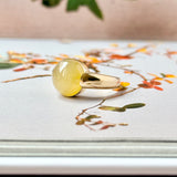 16mm Icy A-Grade Natural Yellow Jadeite DUO Statement Ring No. 162541