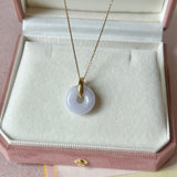 A-Grade Natural Lavender Jadeite Bagel Pendant (Gold Drop Bail) No. 173015