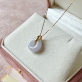 A-Grade Natural Lavender Jadeite Bagel Pendant (Gold Drop Bail) No. 173015