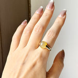16mm Icy A-Grade Natural Yellow Jadeite DUO Statement Ring No. 162541