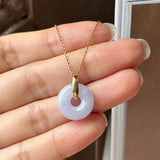 A-Grade Natural Lavender Jadeite Bagel Pendant (Gold Drop Bail) No. 173015