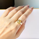 16mm Icy A-Grade Natural Yellow Jadeite DUO Statement Ring No. 162541