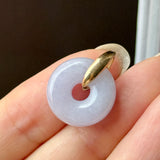 A-Grade Natural Lavender Jadeite Bagel Pendant (Gold Drop Bail) No. 173015