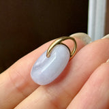 A-Grade Natural Lavender Jadeite Bagel Pendant (Gold Drop Bail) No. 173015