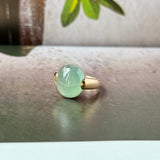 16mm Icy A-Grade Natural Greenish Blue Jadeite DUO Statement Ring No. 162542
