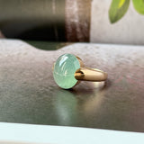 16mm Icy A-Grade Natural Greenish Blue Jadeite DUO Statement Ring No. 162542