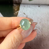 16mm Icy A-Grade Natural Greenish Blue Jadeite DUO Statement Ring No. 162542