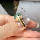 16mm Icy A-Grade Natural Greenish Blue Jadeite DUO Statement Ring No. 162542