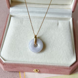 A-Grade Natural Lavender Jadeite Bagel Pendant (Gold Drop Bail) No. 173014