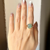 16mm Icy A-Grade Natural Greenish Blue Jadeite DUO Statement Ring No. 162542