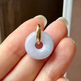 A-Grade Natural Lavender Jadeite Bagel Pendant (Gold Drop Bail) No. 173014