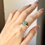 16mm Icy A-Grade Natural Greenish Blue Jadeite DUO Statement Ring No. 162542