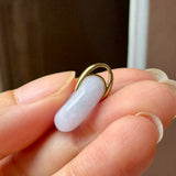 A-Grade Natural Lavender Jadeite Bagel Pendant (Gold Drop Bail) No. 173014
