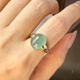 16mm Icy A-Grade Natural Greenish Blue Jadeite DUO Statement Ring No. 162542