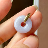 A-Grade Natural Lavender Jadeite Bagel Pendant (Gold Drop Bail) No. 173014