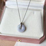 A-Grade Natural Lavender Jadeite Bagel Pendant (Gold Drop Bail) No. 173016
