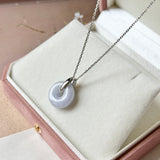 A-Grade Natural Lavender Jadeite Bagel Pendant (Gold Drop Bail) No. 173016