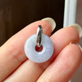 A-Grade Natural Lavender Jadeite Bagel Pendant (Gold Drop Bail) No. 173016