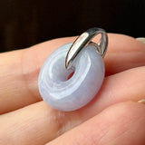 A-Grade Natural Lavender Jadeite Bagel Pendant (Gold Drop Bail) No. 173016