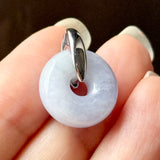 A-Grade Natural Lavender Jadeite Bagel Pendant (Gold Drop Bail) No. 173016