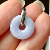 A-Grade Natural Lavender Jadeite Bagel Pendant (Gold Drop Bail) No. 173016