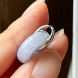 A-Grade Natural Lavender Jadeite Bagel Pendant (Gold Drop Bail) No. 173016