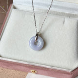 A-Grade Natural Lavender Jadeite Bagel Pendant (Gold Drop Bail) No. 173017