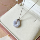 A-Grade Natural Lavender Jadeite Bagel Pendant (Gold Drop Bail) No. 173017