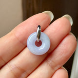 A-Grade Natural Lavender Jadeite Bagel Pendant (Gold Drop Bail) No. 173017