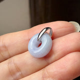 A-Grade Natural Lavender Jadeite Bagel Pendant (Gold Drop Bail) No. 173017