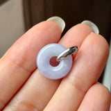 A-Grade Natural Lavender Jadeite Bagel Pendant (Gold Drop Bail) No. 173017