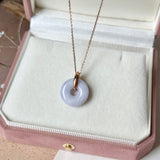 A-Grade Natural Lavender Jadeite Bagel Pendant (Gold Drop Bail) No. 173018