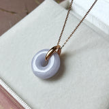 A-Grade Natural Lavender Jadeite Bagel Pendant (Gold Drop Bail) No. 173018