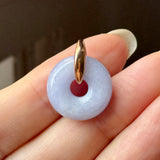 A-Grade Natural Lavender Jadeite Bagel Pendant (Gold Drop Bail) No. 173018